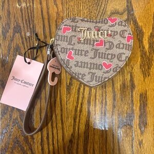 Juicy Couture Heart-Shaped Brown and Pink Wristlet